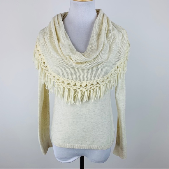 Angel of The North Fringed Cowl Neck Sweater Sz S - Picture 2 of 8